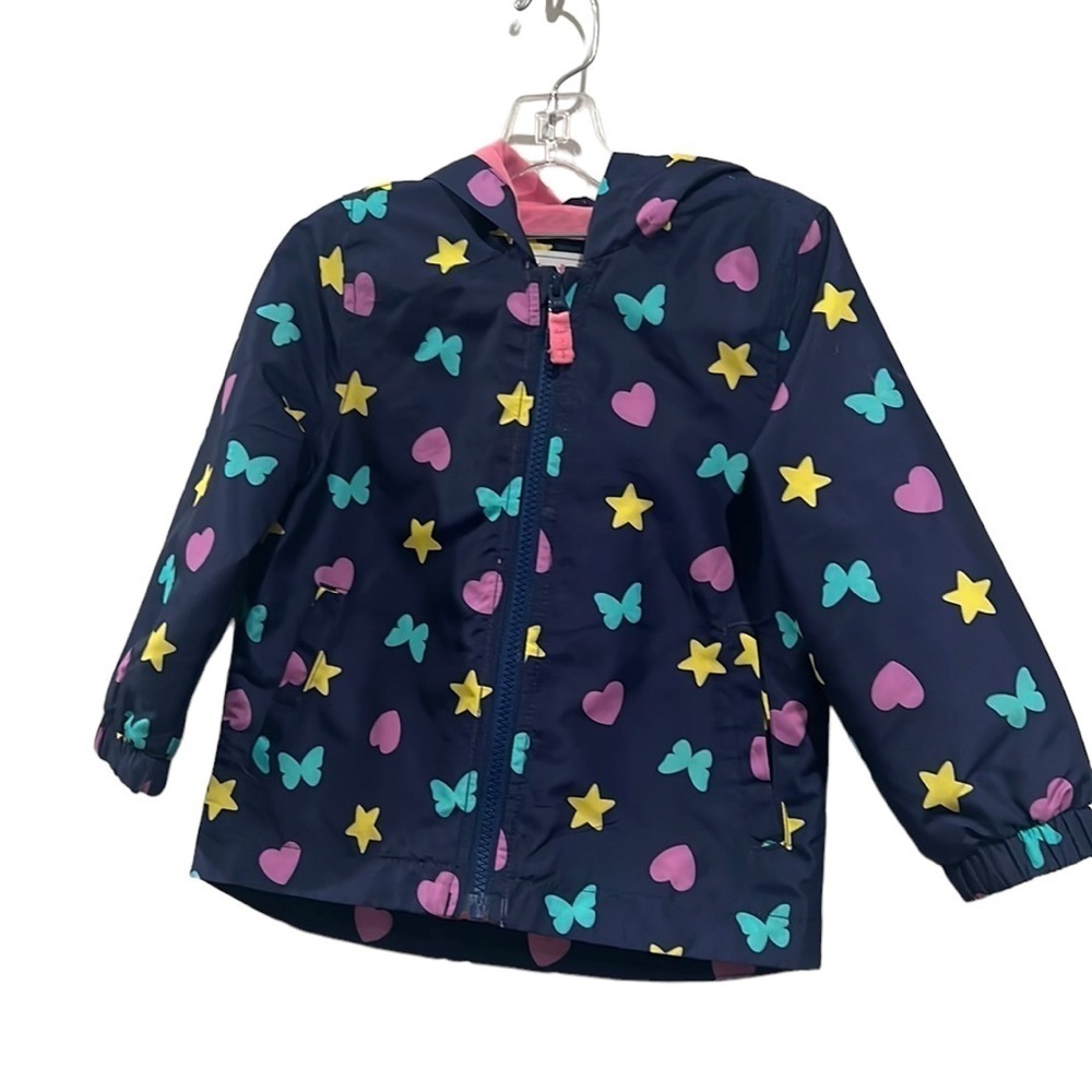 Girls Carter’s butterfly rain jacket. Size 2 toddler - Picture 3 of 15